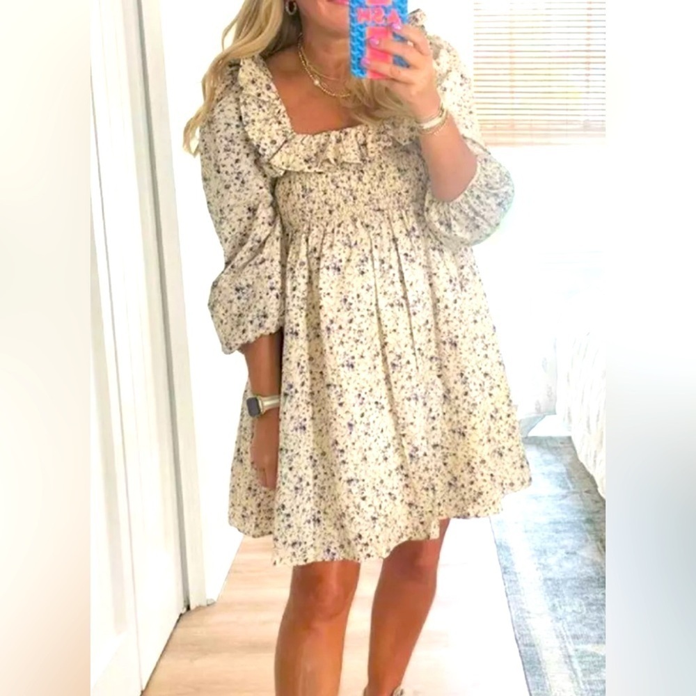 Hyacinth House Tuckernuck Long Sleeve Floral Freesia Mini Dress size XXL NWT